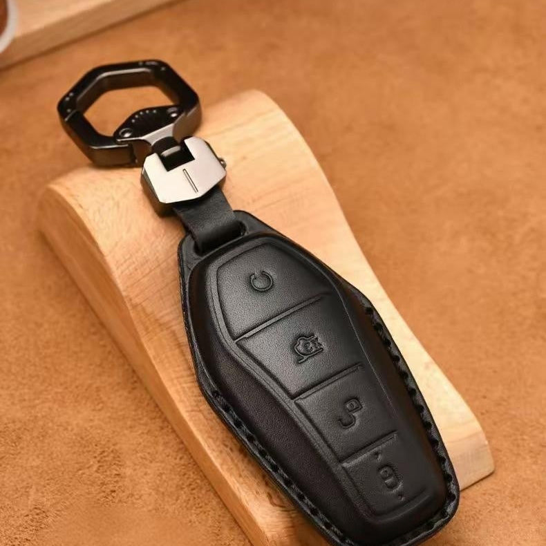 Luxury Leather Car Key Case Cover Fob Shell for BYD