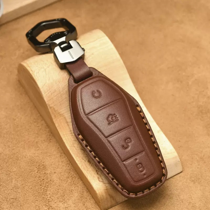 Luxury Leather Car Key Case Cover Fob Shell for BYD