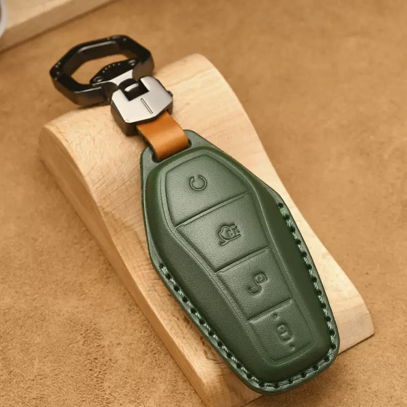 Luxury Leather Car Key Case Cover Fob Shell for BYD